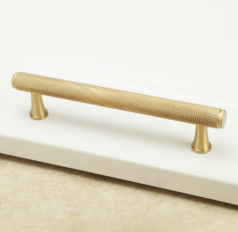 Brushed Gold Knurled Cabinet Pull for Wardrobe Drawers
