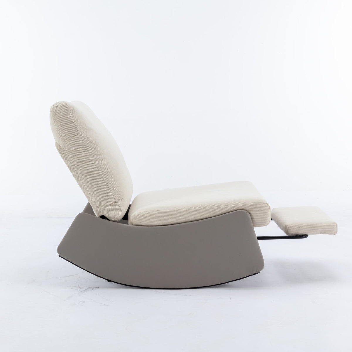Modern Rocking Recliner Chair with Footrest, Gray Corduroy
