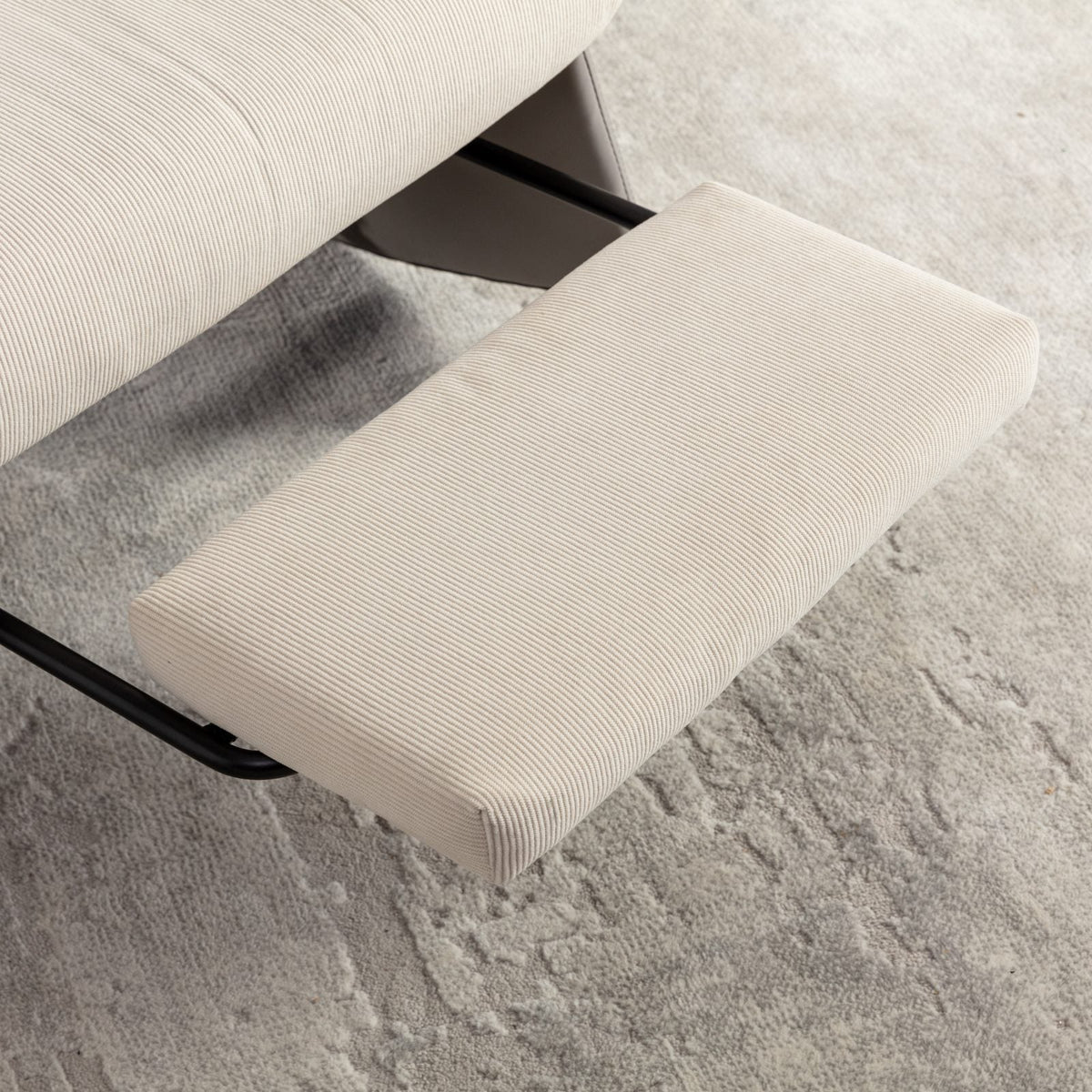 Modern Rocking Recliner Chair with Footrest, Gray Corduroy