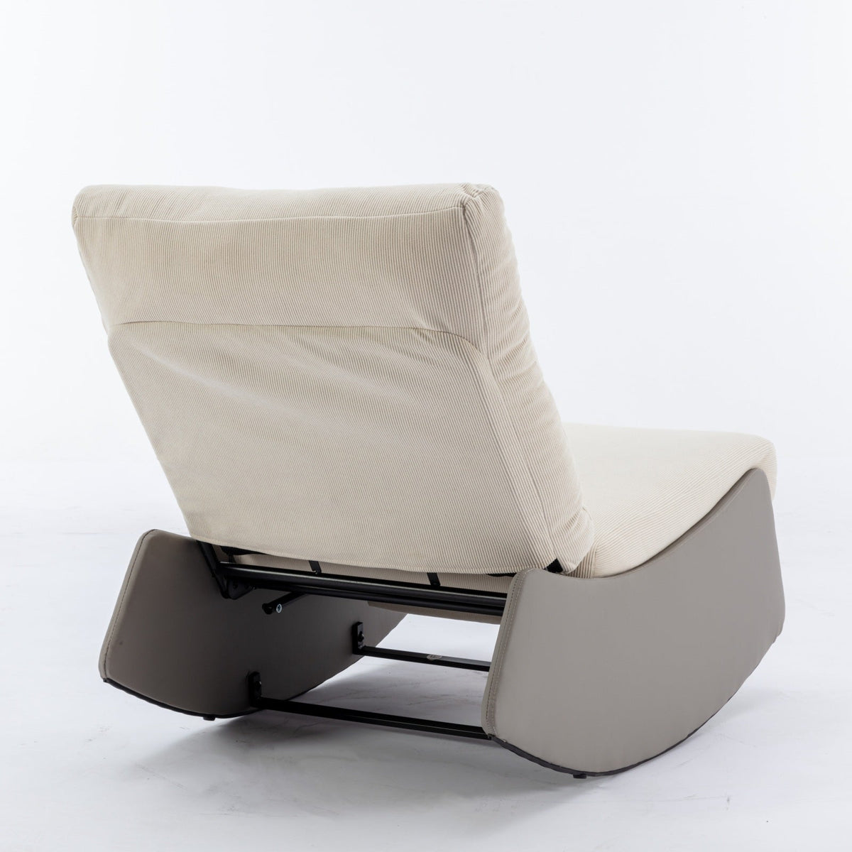 Modern Rocking Recliner Chair with Footrest, Gray Corduroy