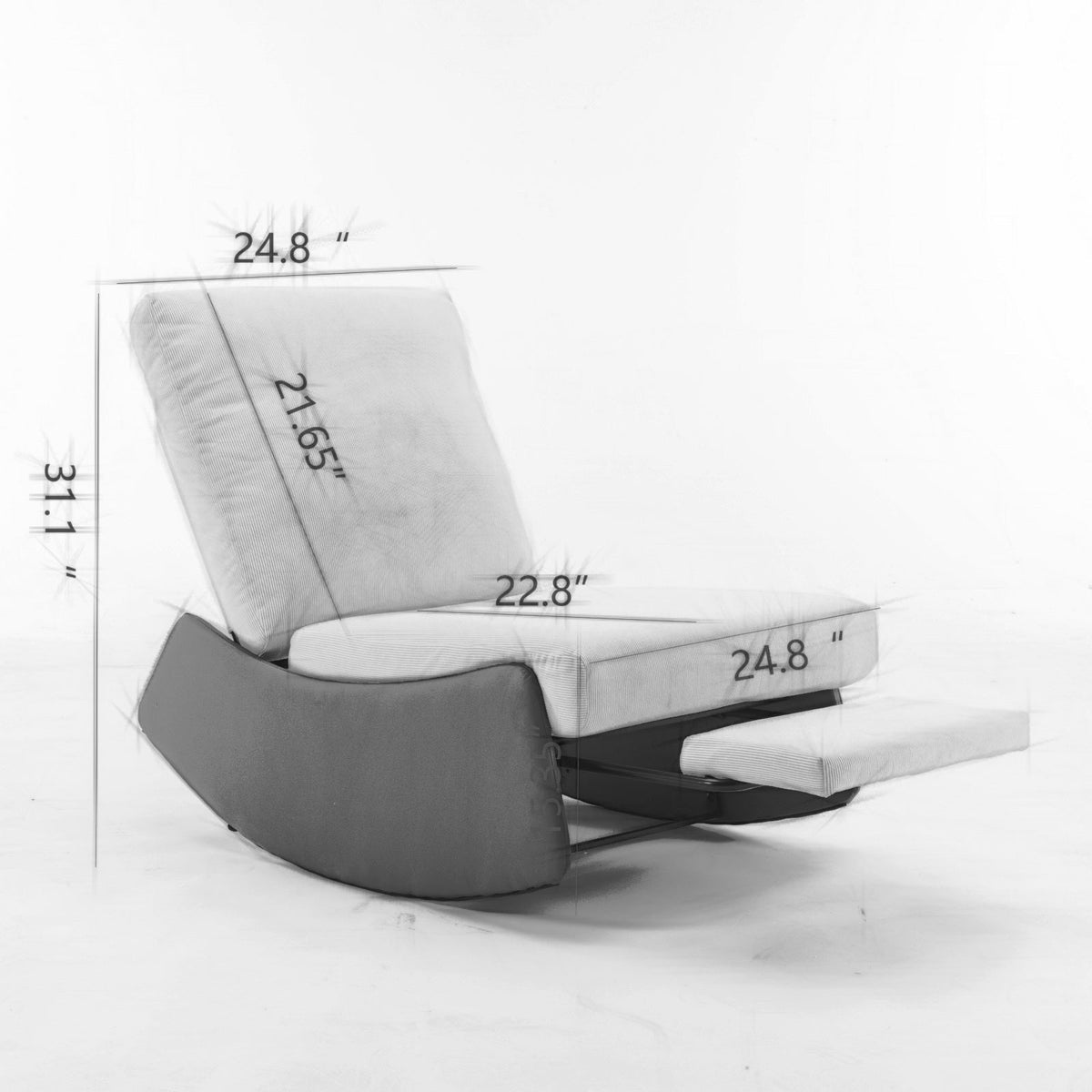 Modern Rocking Recliner Chair with Footrest, Gray Corduroy