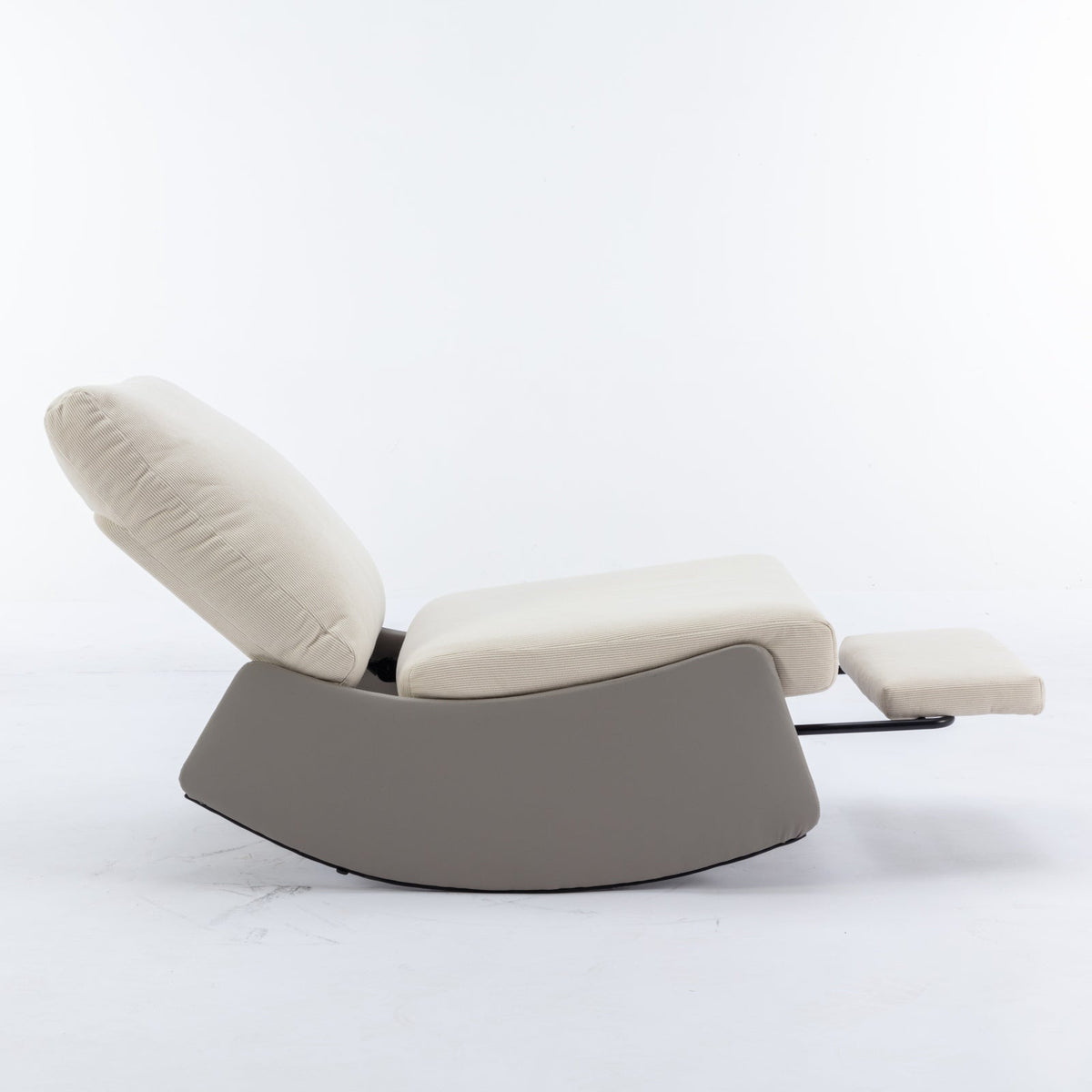 Modern Rocking Recliner Chair with Footrest, Gray Corduroy