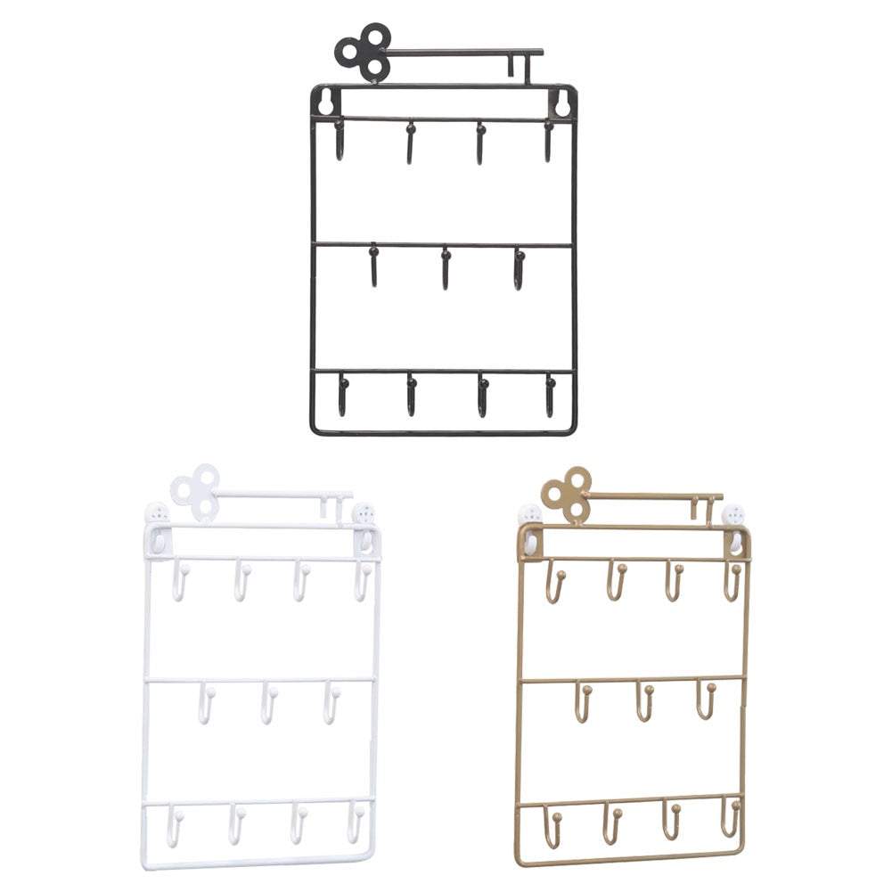 Wall Key Holder Rack with 11 Hooks for Entryway Storage