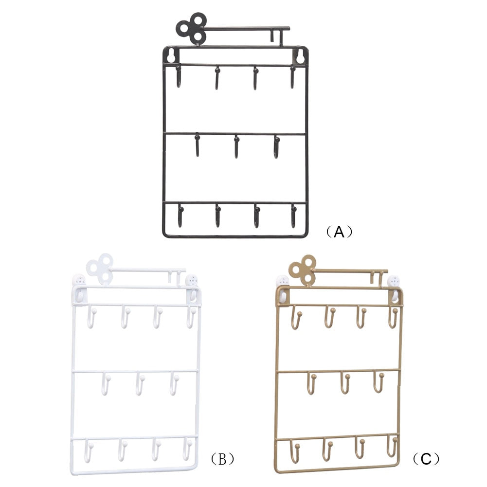 Wall Key Holder Rack with 11 Hooks for Entryway Storage