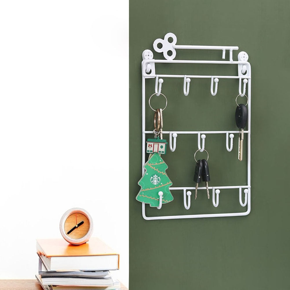 Wall Key Holder Rack with 11 Hooks for Entryway Storage