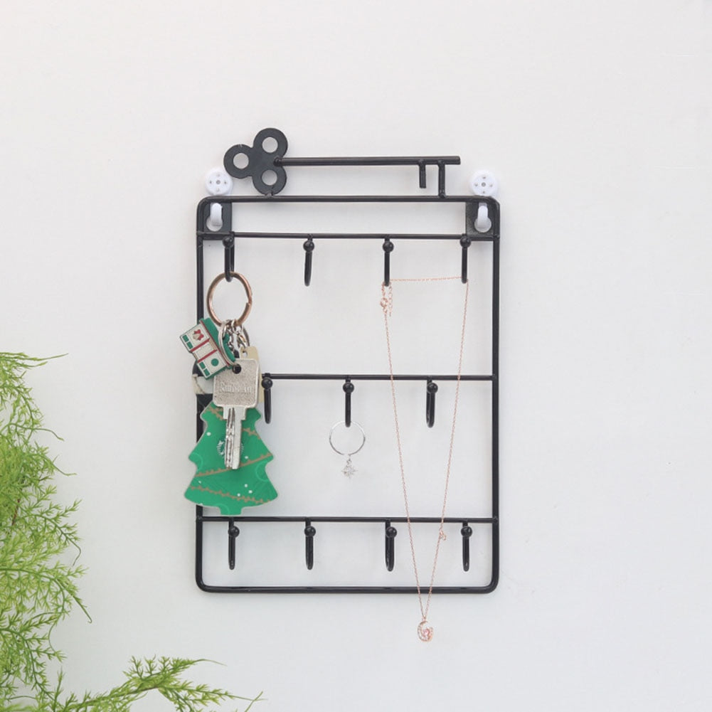 Wall Key Holder Rack with 11 Hooks for Entryway Storage
