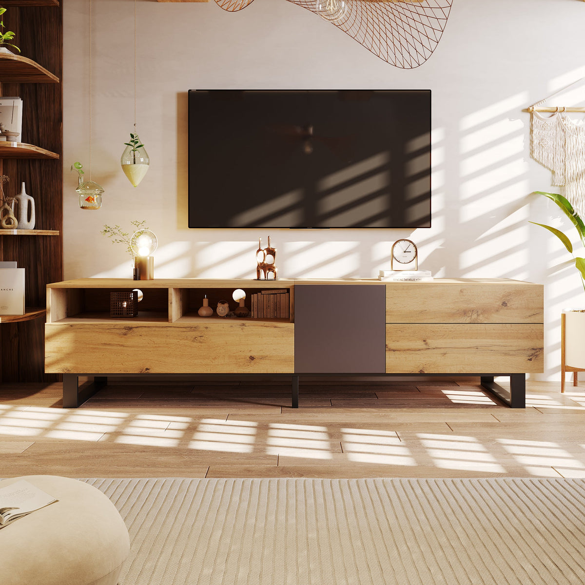 Modern TV Stand for 80-Inch TVs with Double Storage