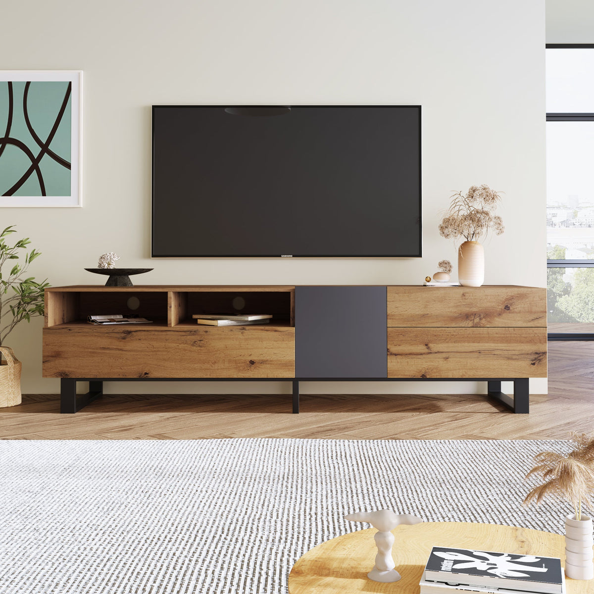 Modern TV Stand for 80-Inch TVs with Double Storage