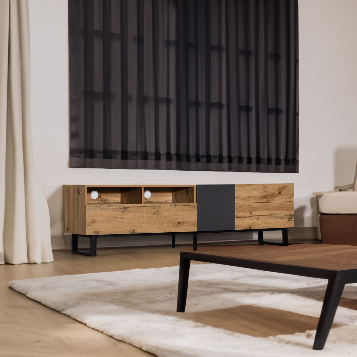 Modern TV Stand for 80-Inch TVs with Double Storage