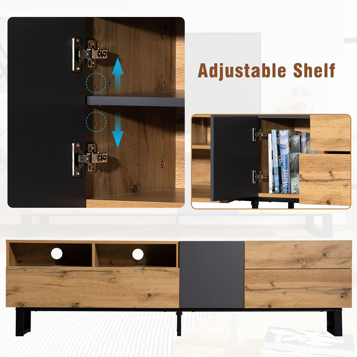 Modern TV Stand for 80-Inch TVs with Double Storage