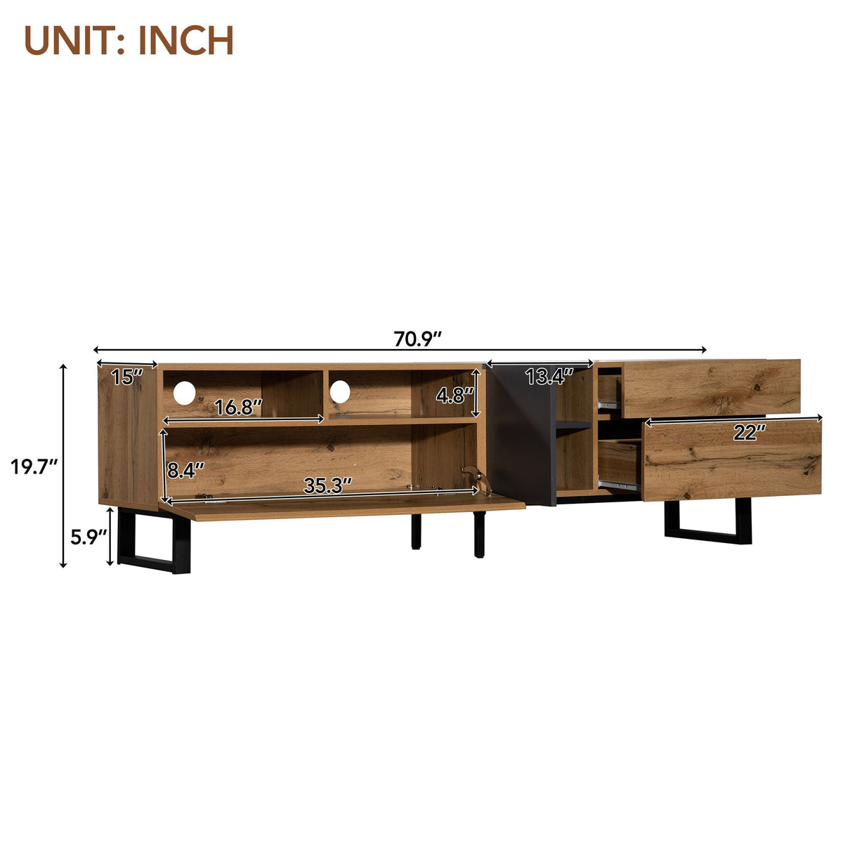 Modern TV Stand for 80-Inch TVs with Double Storage