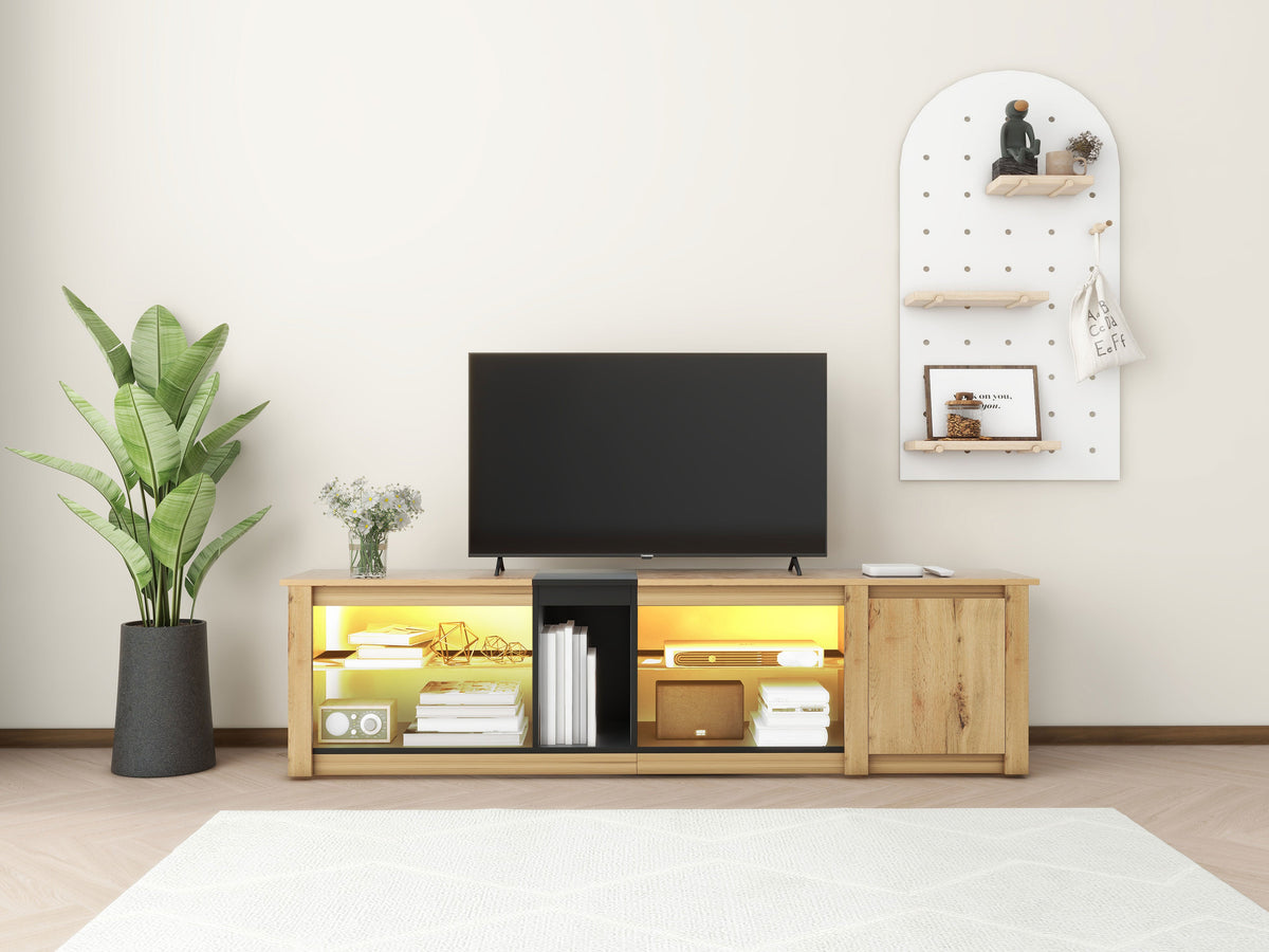 Modern TV Stand for TVs Under 80 Inches with LED Lights