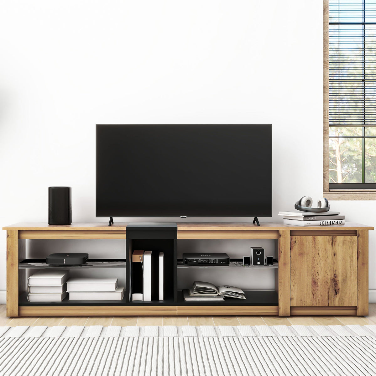 Modern TV Stand for TVs Under 80 Inches with LED Lights