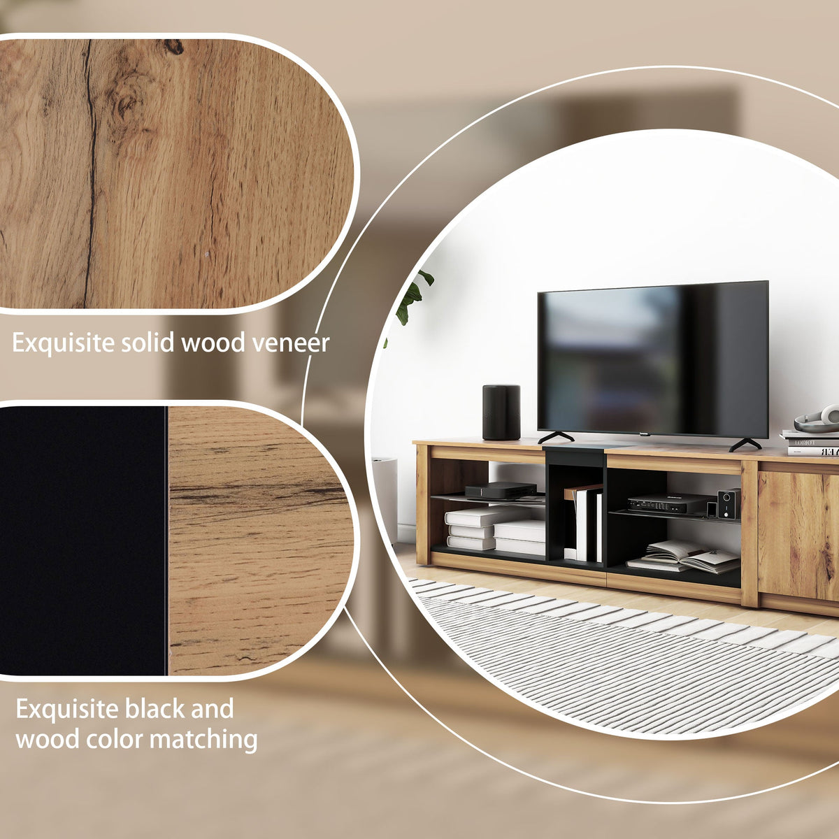 Modern TV Stand for TVs Under 80 Inches with LED Lights