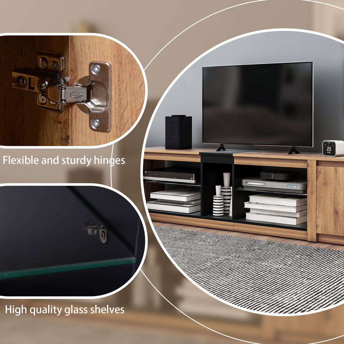 Modern TV Stand for TVs Under 80 Inches with LED Lights