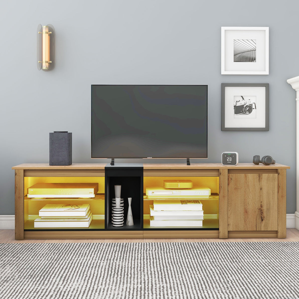 Modern TV Stand for TVs Under 80 Inches with LED Lights
