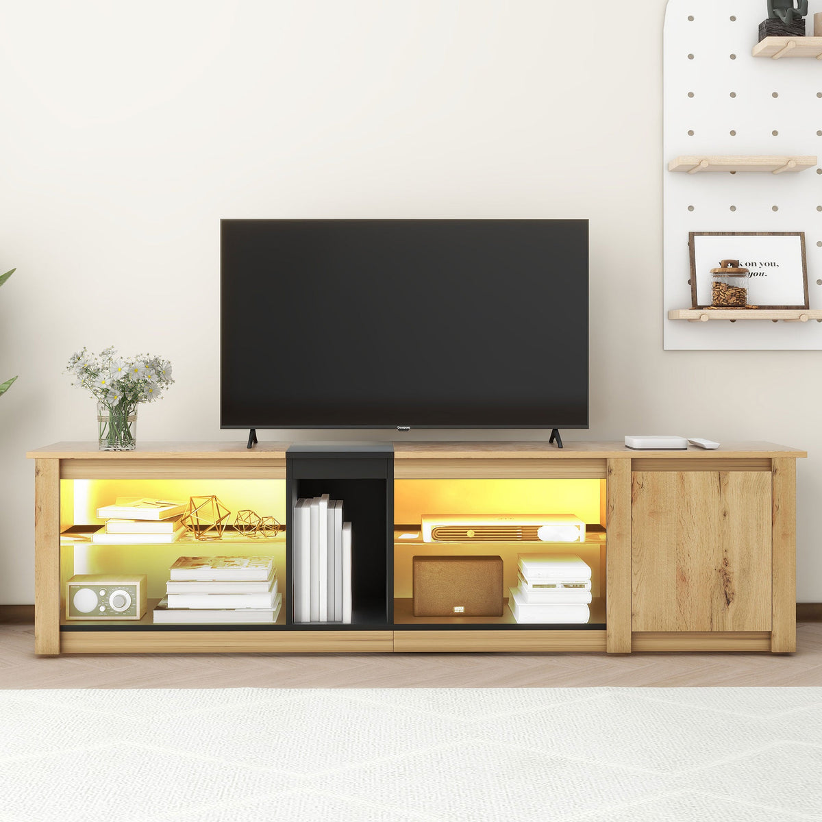 Modern TV Stand for TVs Under 80 Inches with LED Lights