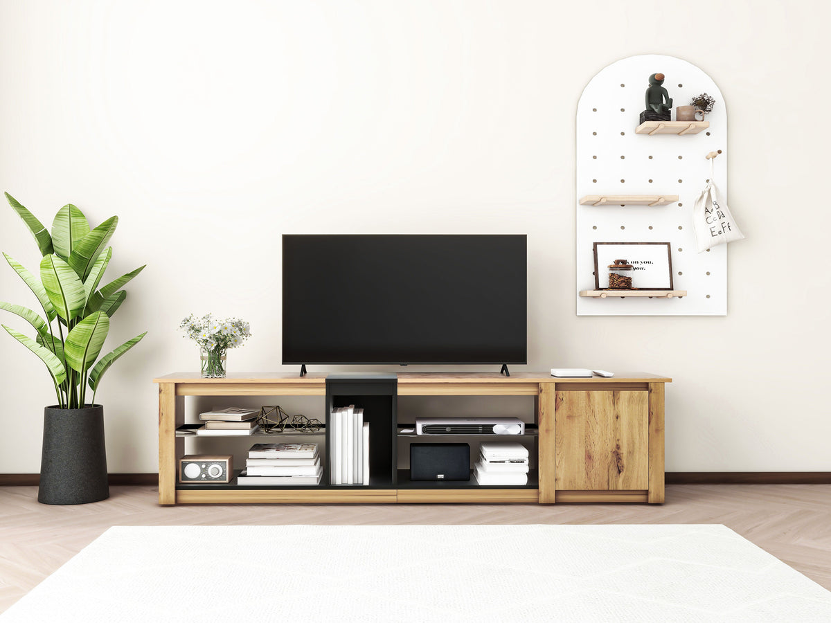 Modern TV Stand for TVs Under 80 Inches with LED Lights