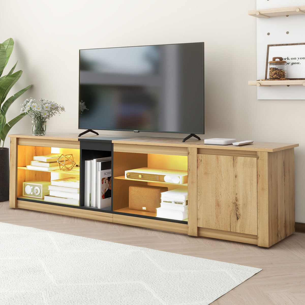 Modern TV Stand for TVs Under 80 Inches with LED Lights