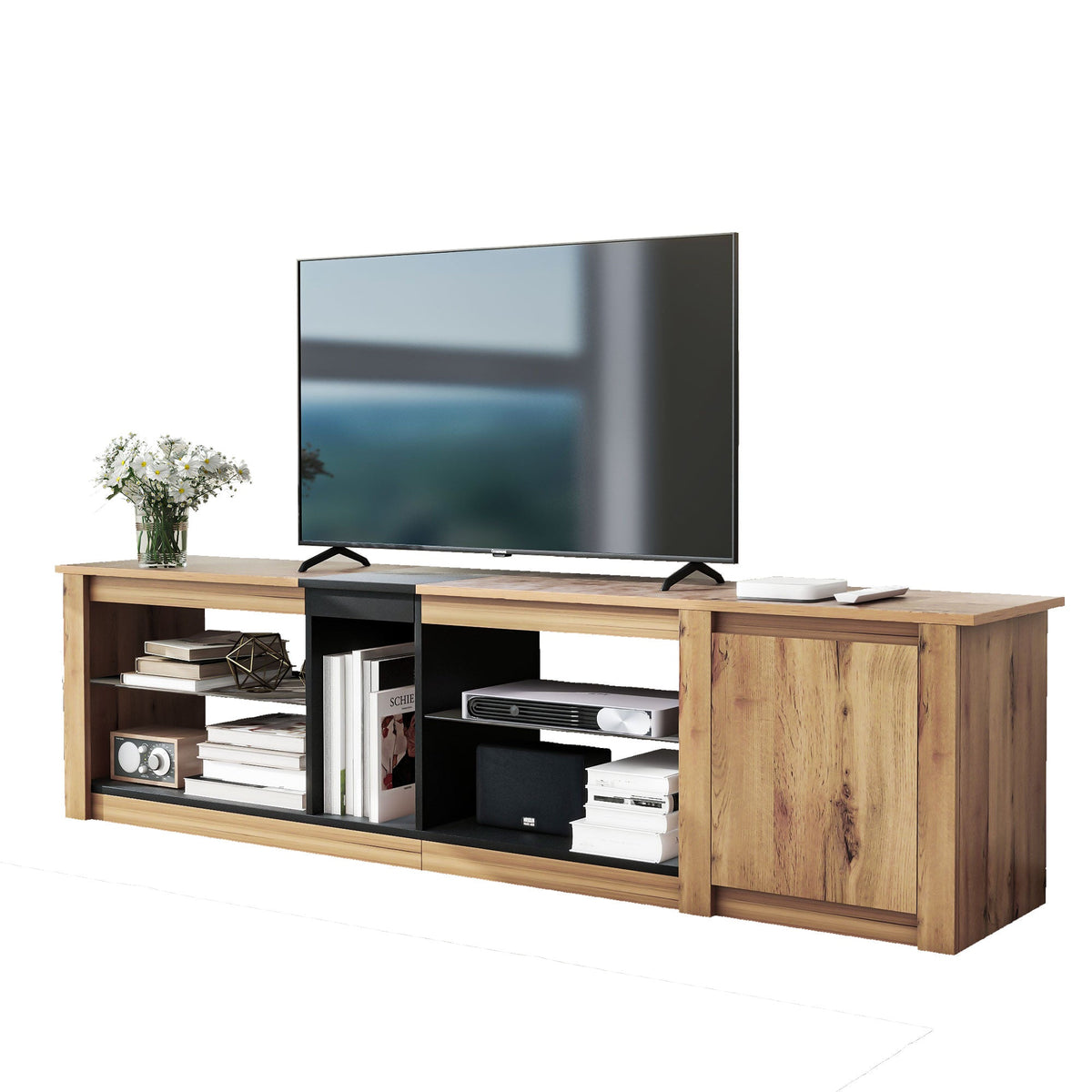 Modern TV Stand for TVs Under 80 Inches with LED Lights