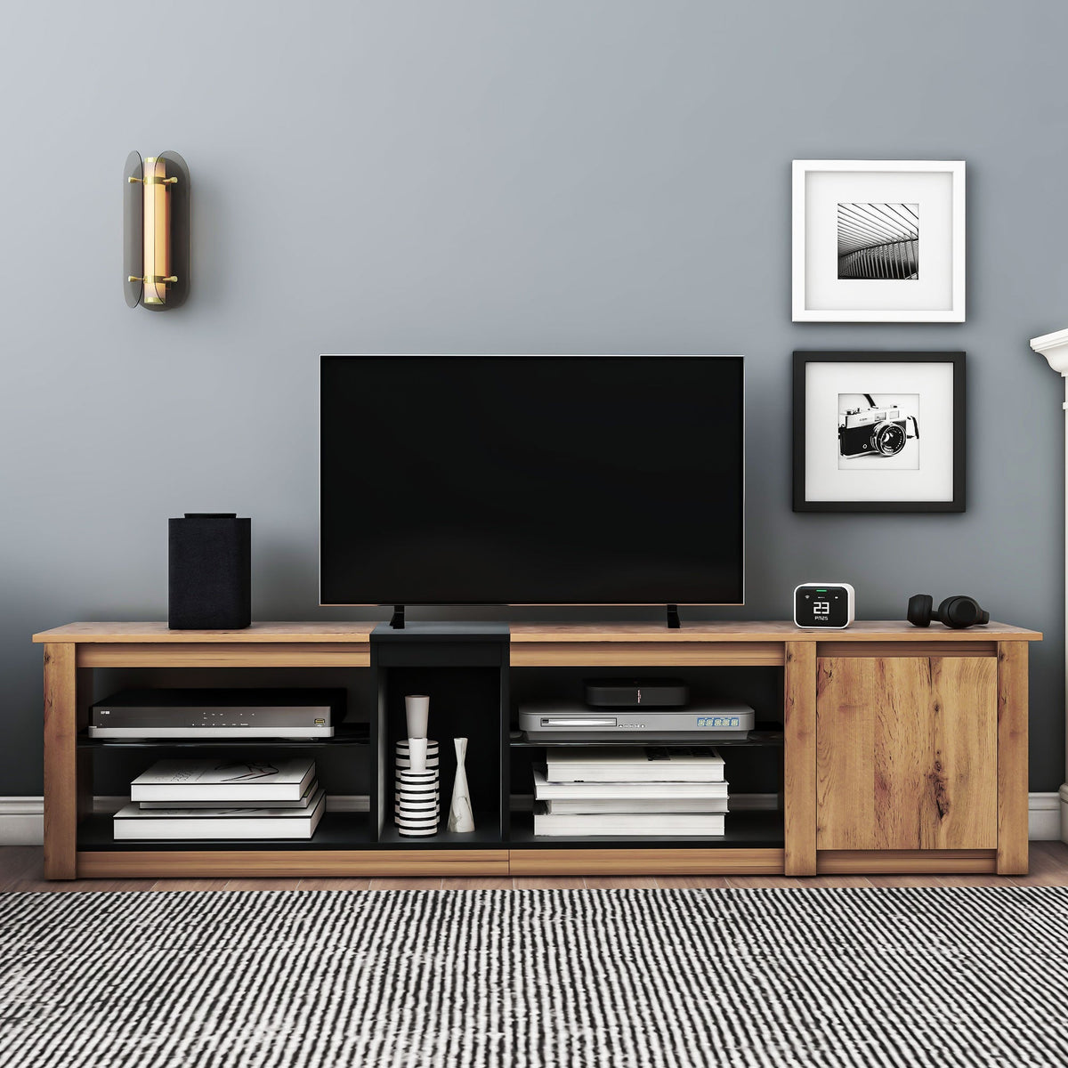 Modern TV Stand for TVs Under 80 Inches with LED Lights