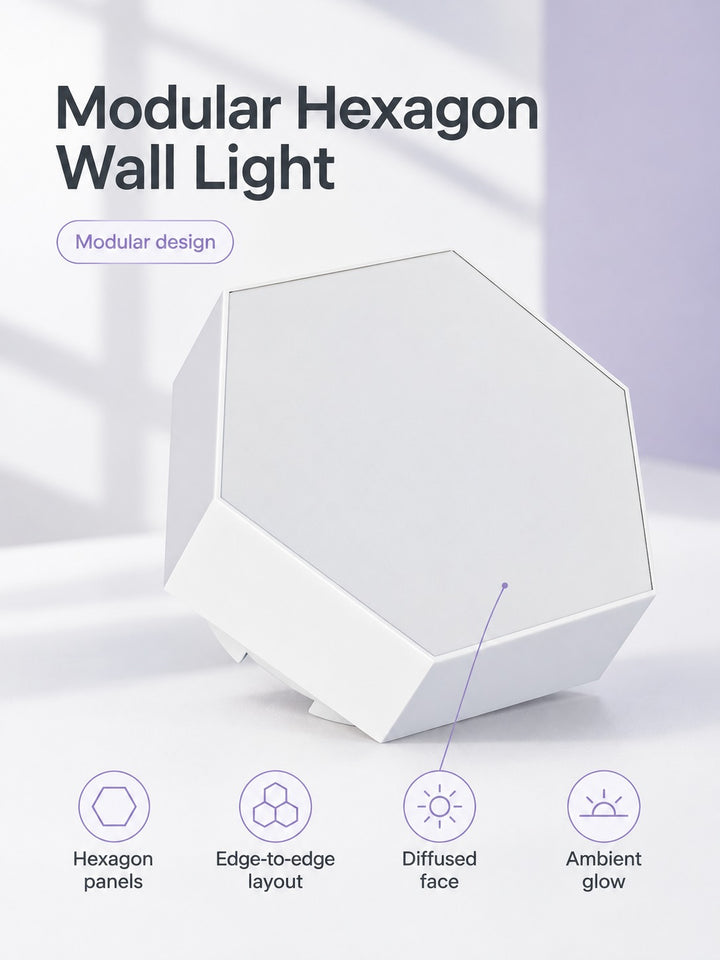 Modular Hexagon LED Wall Light: Touch RGB Mood Glow