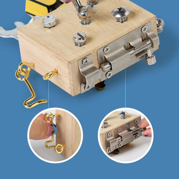 Wooden Busy Board Cube for Hands-On Fine-Motor Learning