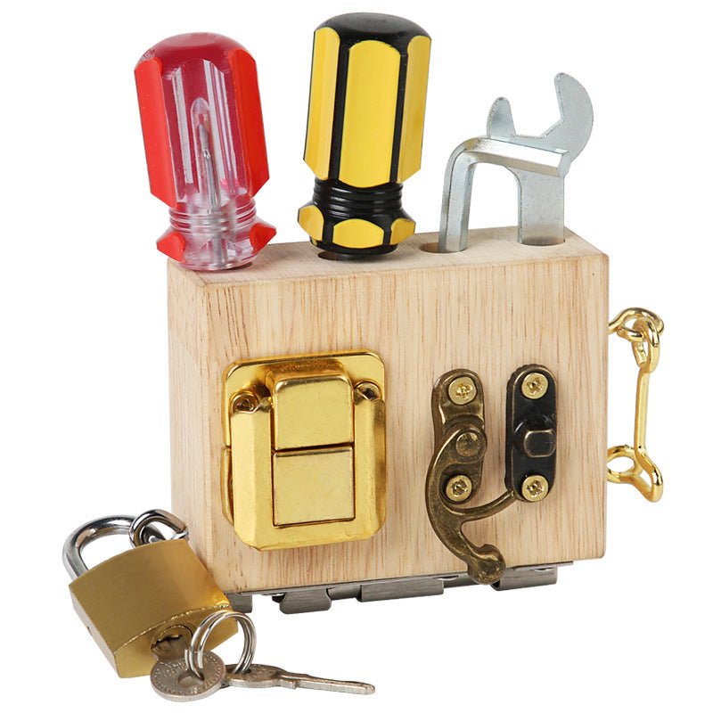 Wooden Busy Board Cube for Hands-On Fine-Motor Learning