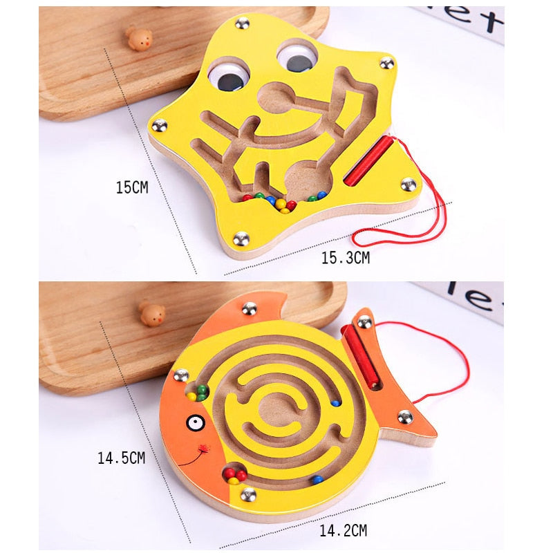 Wooden Magnetic Maze Toy for Fine Motor Skill Play