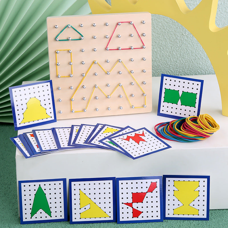 Montessori Geometric Nail Board for Fine-Motor Play