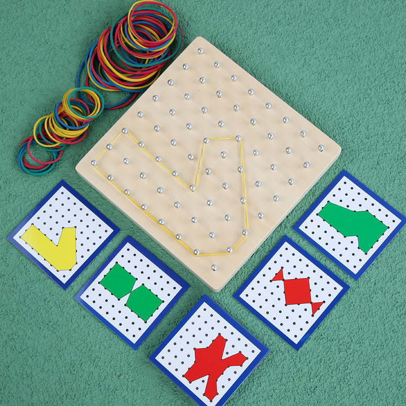 Montessori Geometric Nail Board for Fine-Motor Play