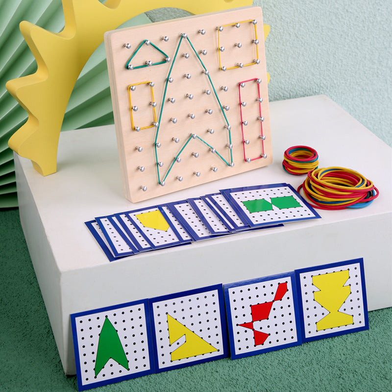 Montessori Geometric Nail Board for Fine-Motor Play