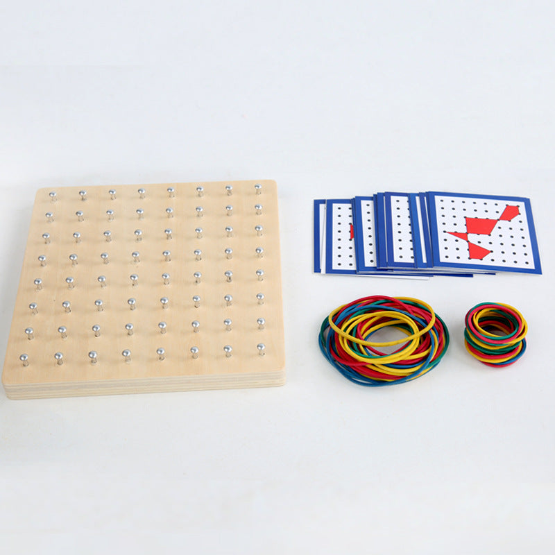 Montessori Geometric Nail Board for Fine-Motor Play