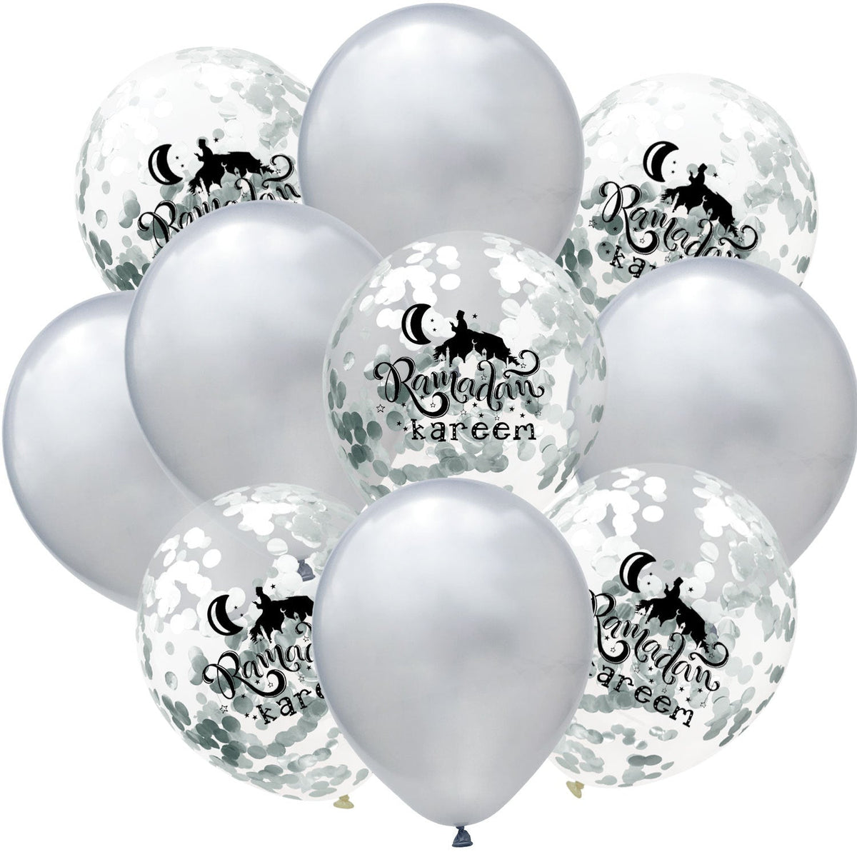 Ramadan Kareem Balloon Set With Confetti Sparkle Decor