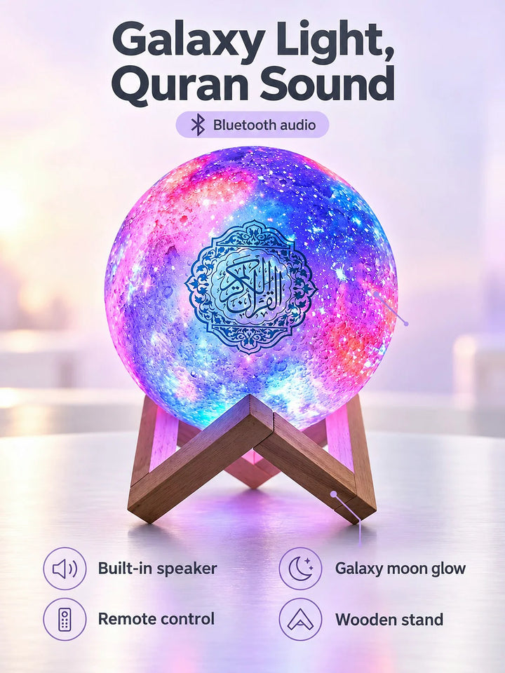 Moon Night Light Bluetooth Speaker with Quran Audio