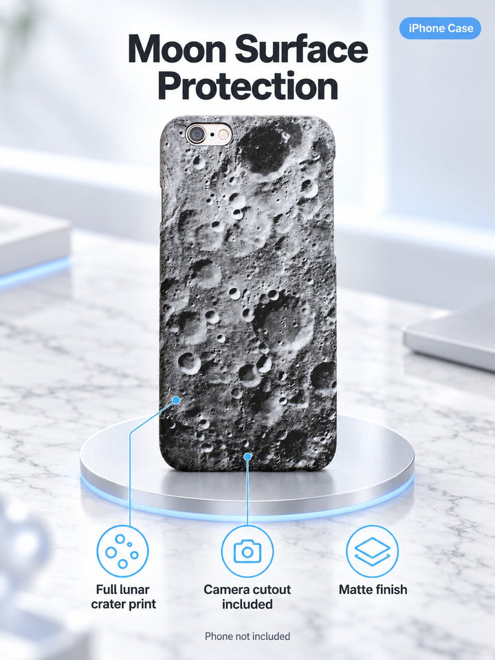 Moon Surface iPhone X Case with Matte Lunar Crater Print