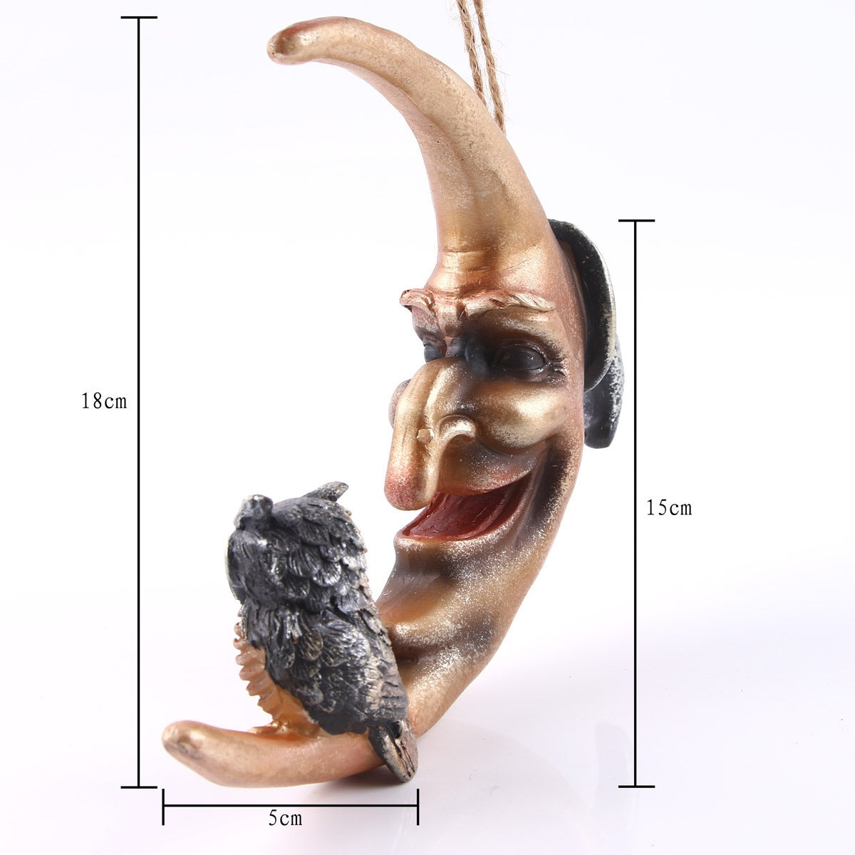 Moon And Owl Resin Ornament For Mystical Gothic Displays