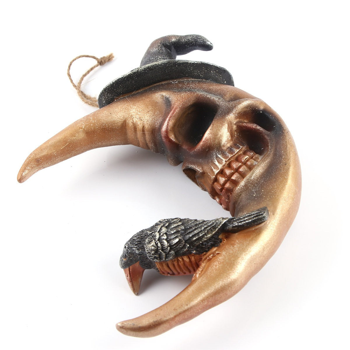 Moonbird Skull Ornament – Gothic Crescent Moon Decor