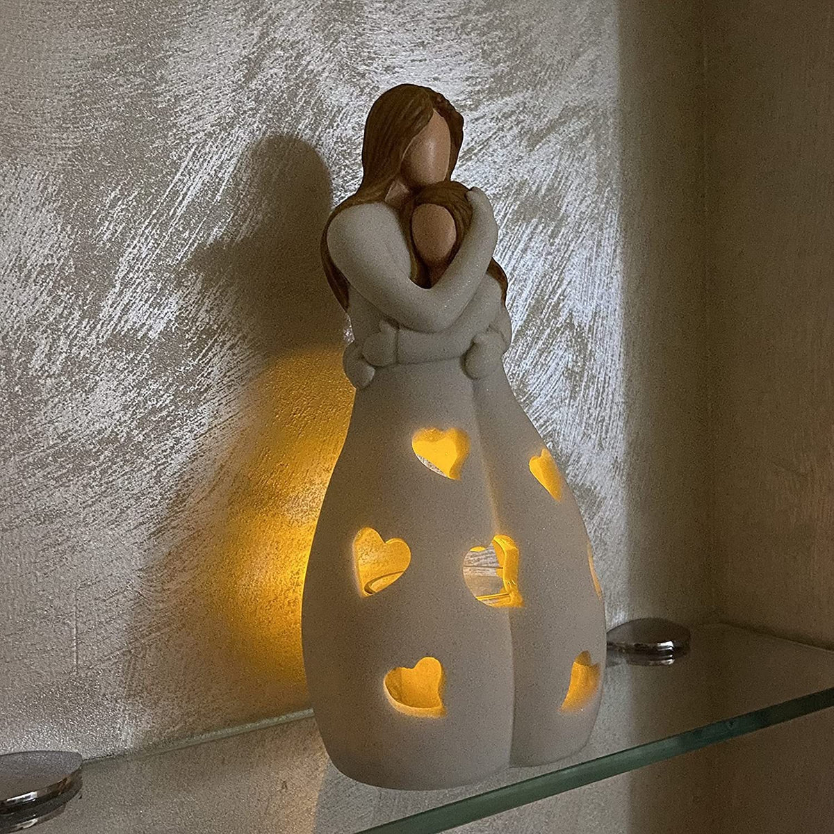 Mother-Daughter Candle Holder With Warm Glowing LED
