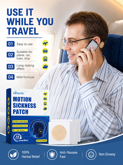 Motion Sickness Patch — 72-Hour Herbal Relief Behind the Ear