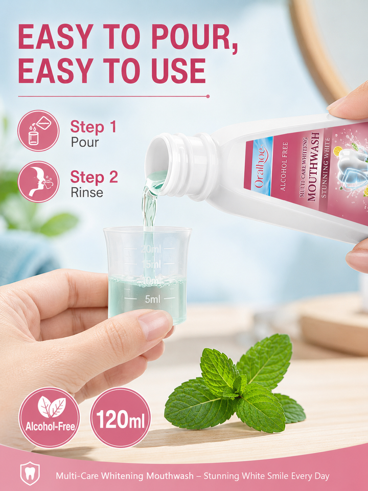 Mouthwash for Whitening — Alcohol-Free, Gentle Mint, Stain