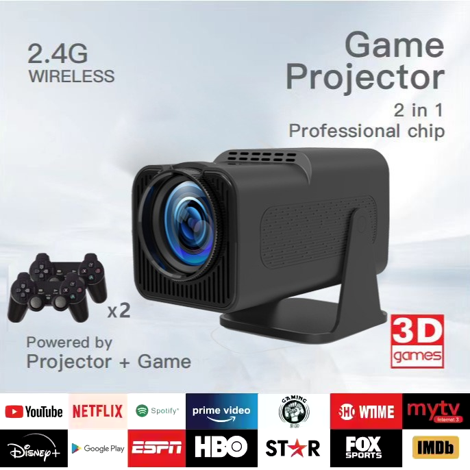 Portable Projector with Retro Game Console & Gamepads