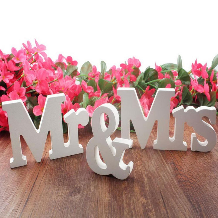 Mr & Mrs Wedding Decor – White Freestanding Letters