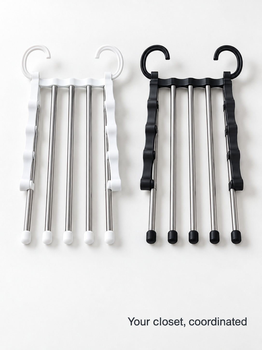 Multi-Bar Pants Rack for Closet: Hangs 5 Pairs Neatly