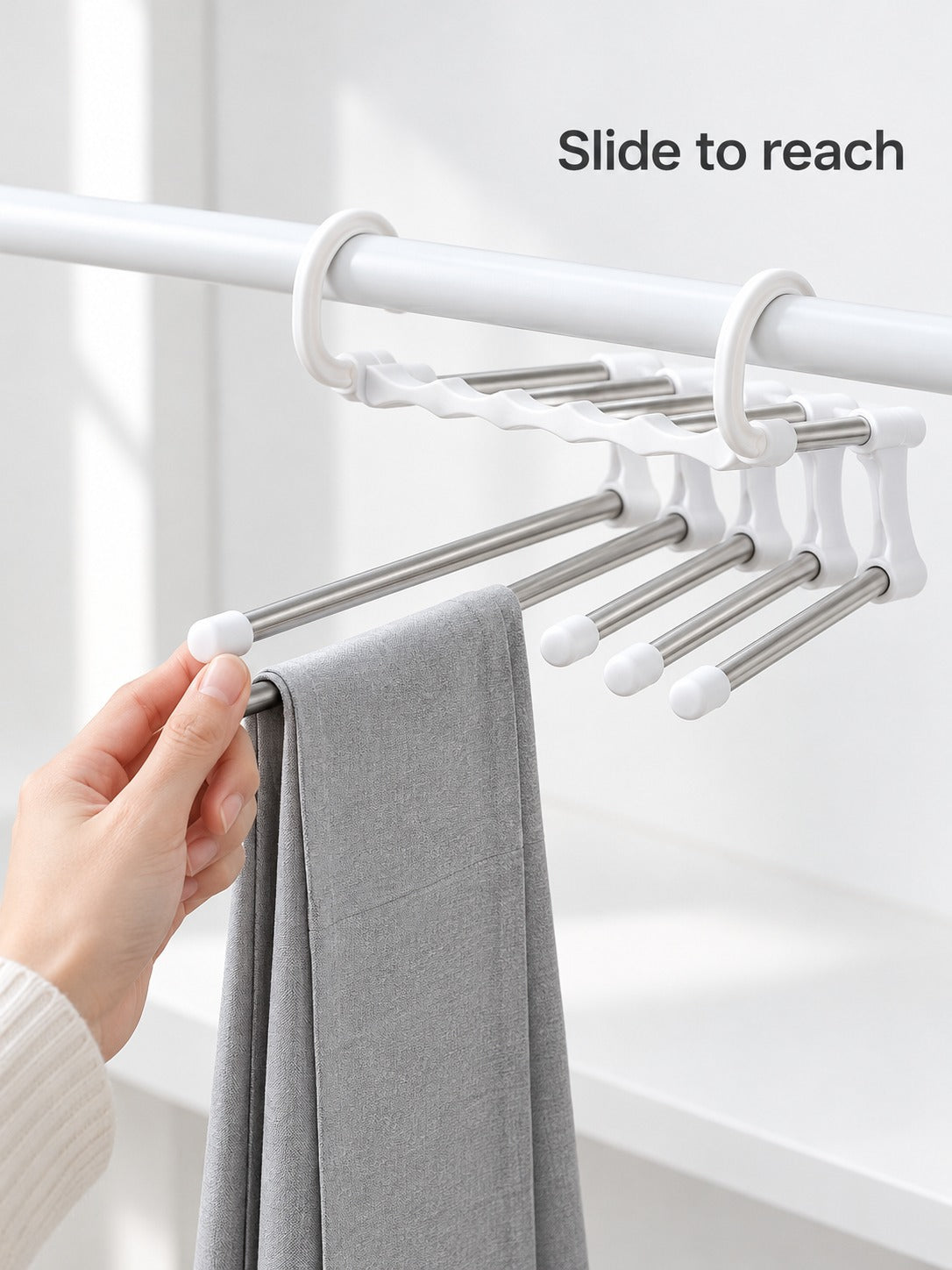 Multi-Bar Pants Rack for Closet: Hangs 5 Pairs Neatly
