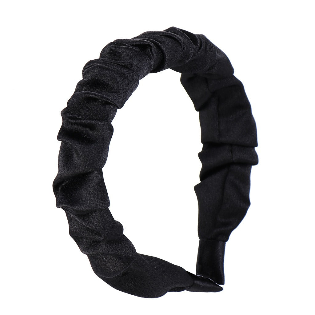 Retro Pleated Satin Hair Headband for Everyday Styling