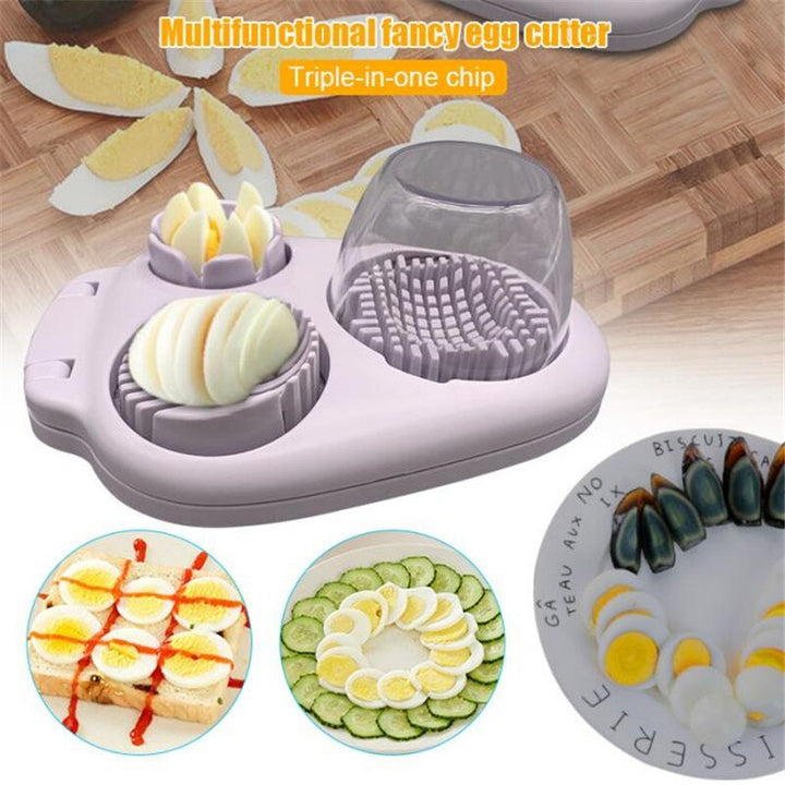 Egg Slicer 3-in-1: Cut Eggs into Wedges, Slices, Dice