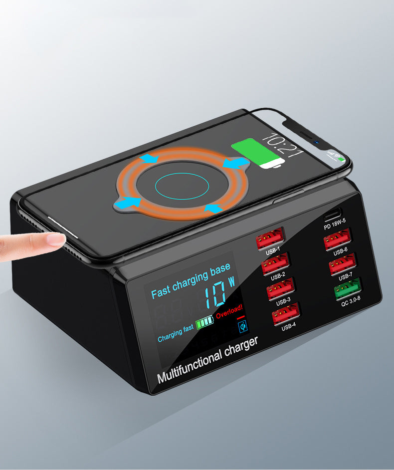 Multi-Port Desktop Charging Station with Wireless Pad