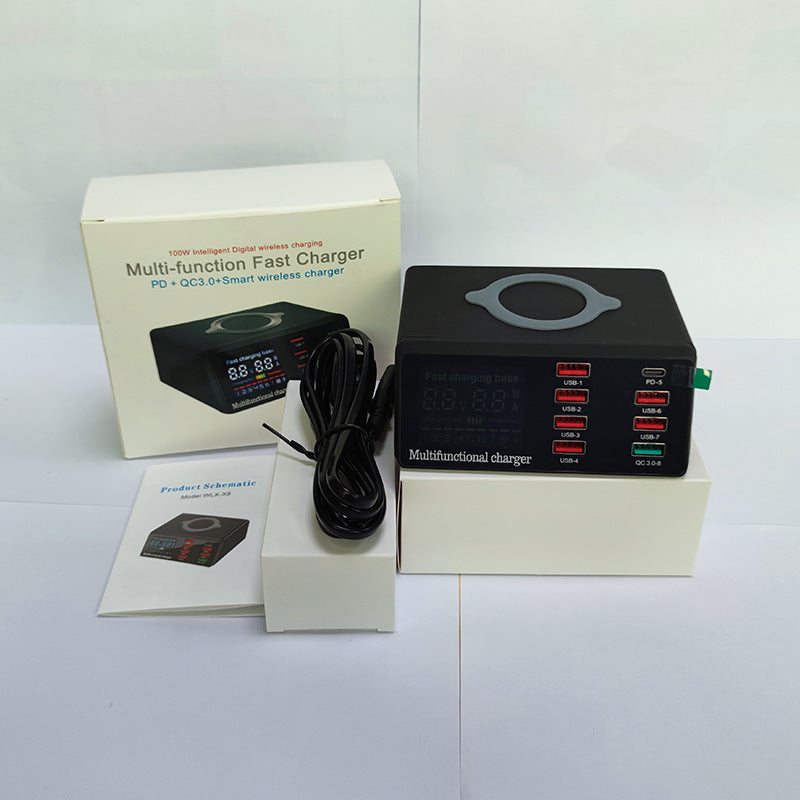Multi-Port Desktop Charging Station with Wireless Pad