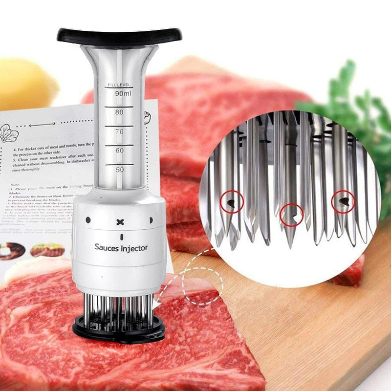 Meat Tenderizer Needle with 90ml Marinade Injector